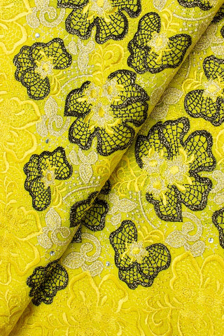 OCL157-YEL - Voile Lace, Made In Austria - Yellow & Gold Lurex