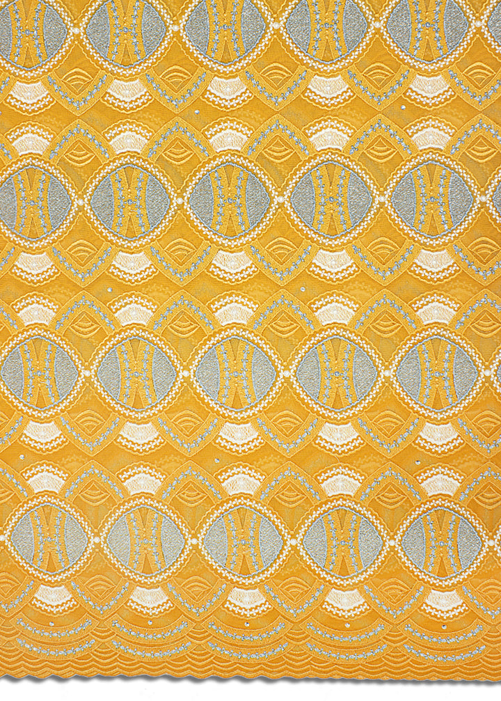 OCL163-PCH - Voile Lace, Made In Austria - Bright Peach, Ivory & Sky Blue