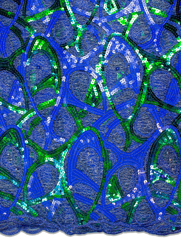 SQL024-RBL - Sequined Lace - Royal Blue