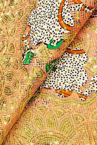 SQL027-A - Sequined Lace with Wax Print Appliqué HandCut