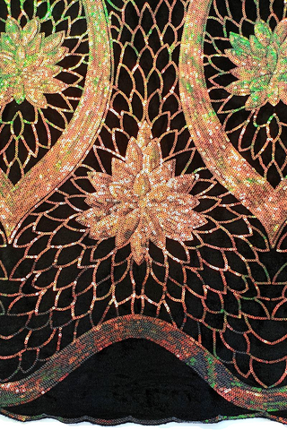 SQL030-BCH - Sequined Velvet Lace - Black & Champagne