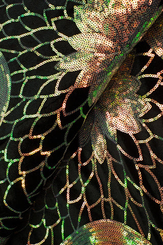 SQL030-BCH - Sequined Velvet Lace - Black & Champagne