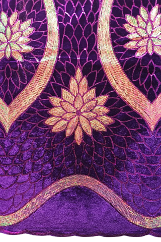SQL030-PUR - Sequined Velvet Lace - Purple