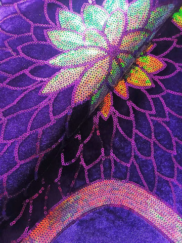 SQL030-PUR - Sequined Velvet Lace - Purple