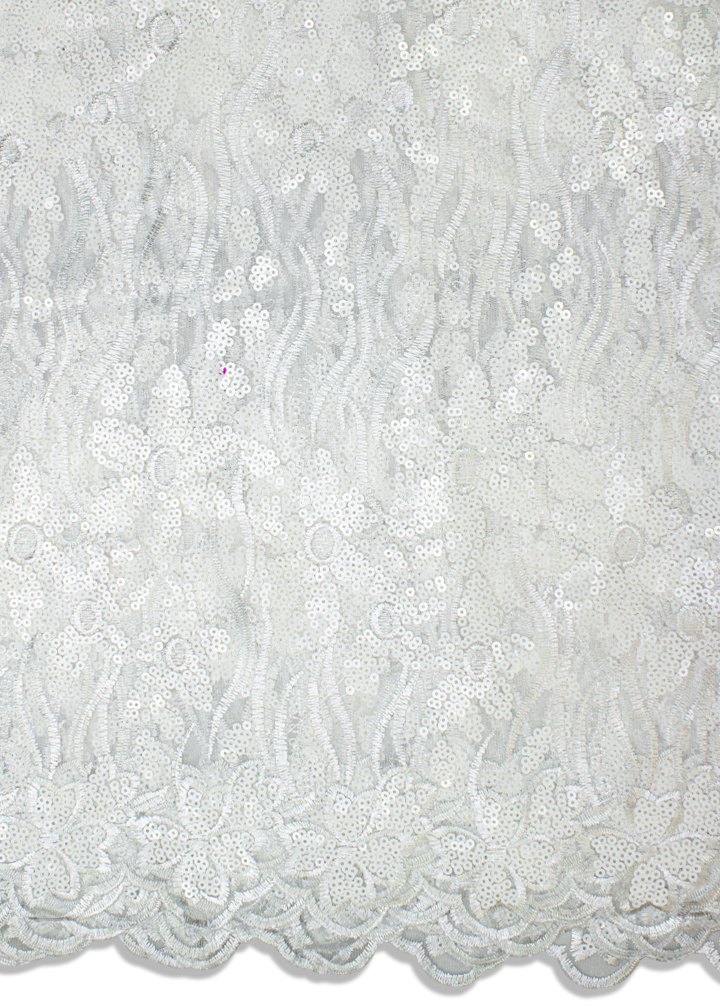 SQL038-WHT - Sequined French Lace - White