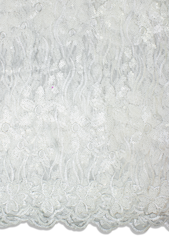 SQL038-WHT - Sequined French Lace - White
