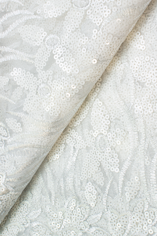 SQL038-WHT - Sequined French Lace - White