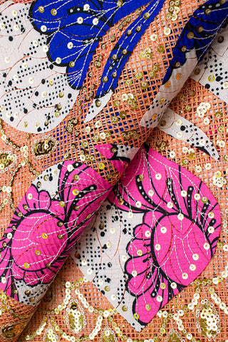 SQL046-A - Sequined Lace with Wax Print Appliqué HandCut