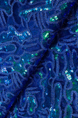 SQL047-RBL - Sequined French Lace - Royal Blue
