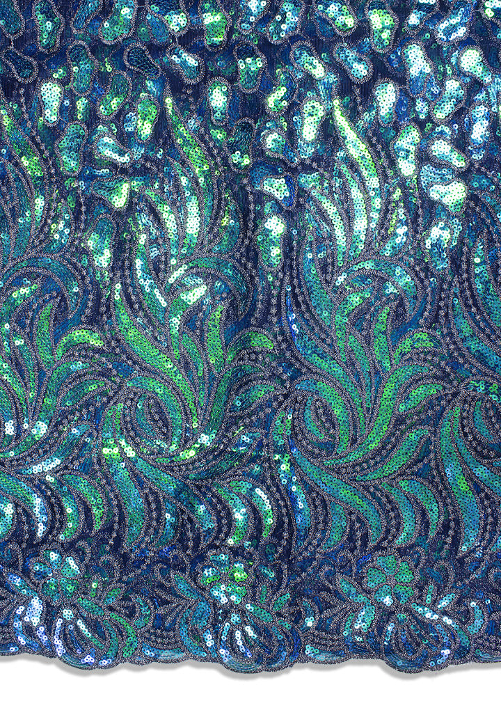 SQL048-BLU - Sequined French Lace - Deep Blue