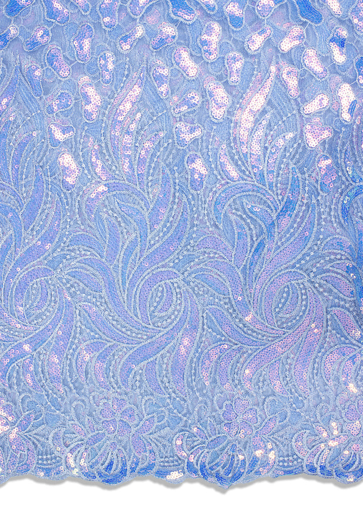 SQL048-SKB - Sequined French Lace - Sky Blue