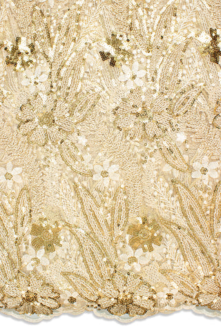 SQL049-CRM - Sequined French Lace - Cream & Gold