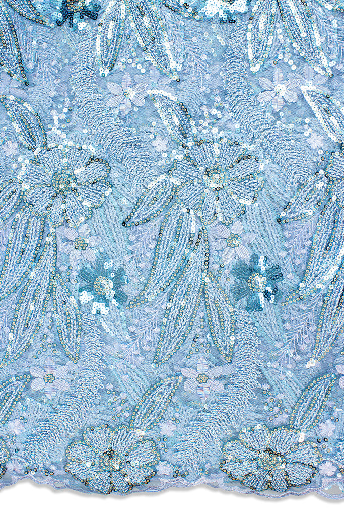 SQL049-SKB - Sequined French Lace - Sky Blue