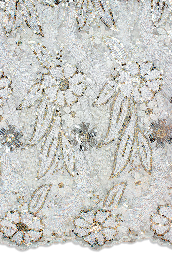 SQL049-WHT - Sequined French Lace - White
