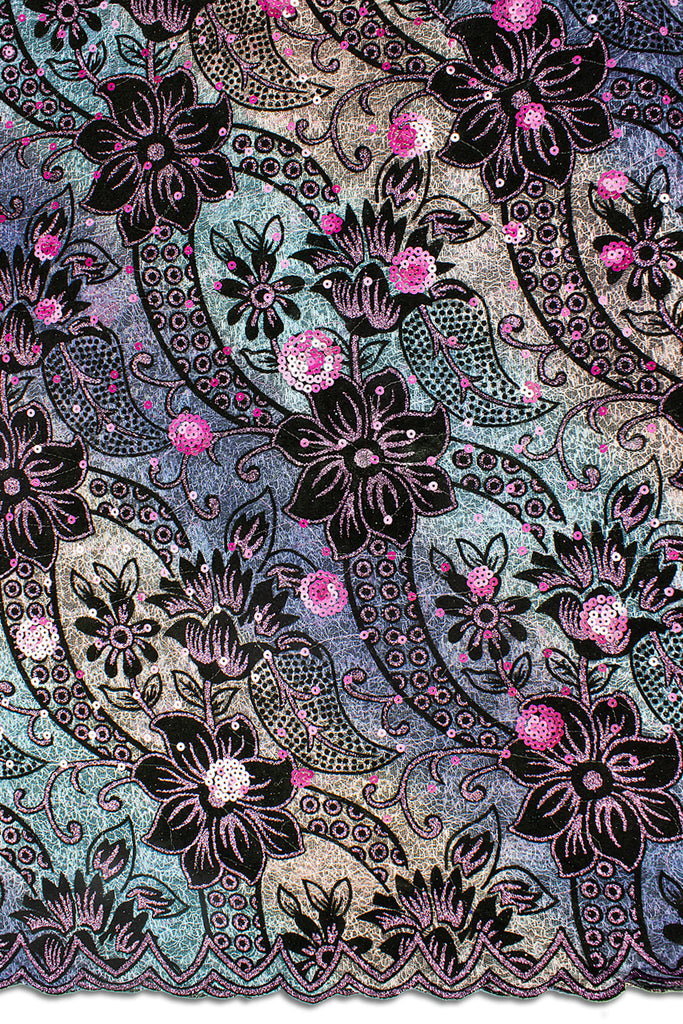 SQL051-E - Sequined Velvet French Lace