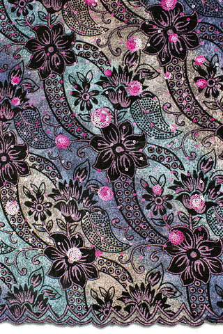 SQL051-E - Sequined Velvet French Lace
