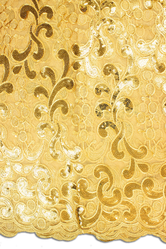 SQL052-GLD - Sequined French Lace - Gold