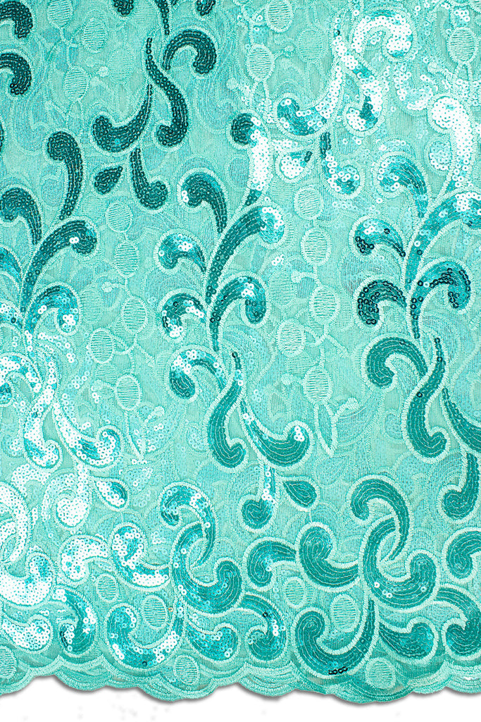 SQL052-MNT - Sequined French Lace - Mint Green