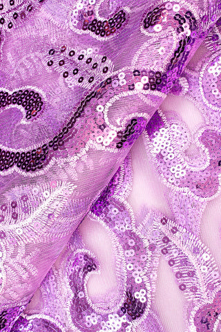 SQL052-LIL - Sequined French Lace - Lilac