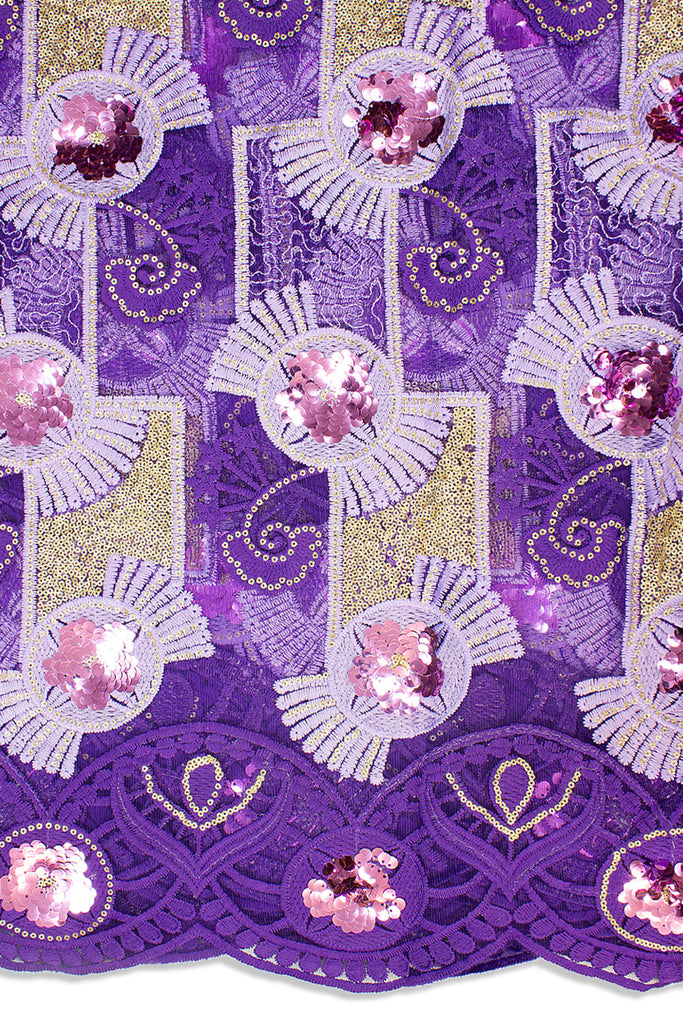 SQL053-PUR - Sequined French Lace - Purple & Lilac