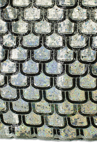 SQL055-SLB - Sequined Net Lace - Silver Grey & Black